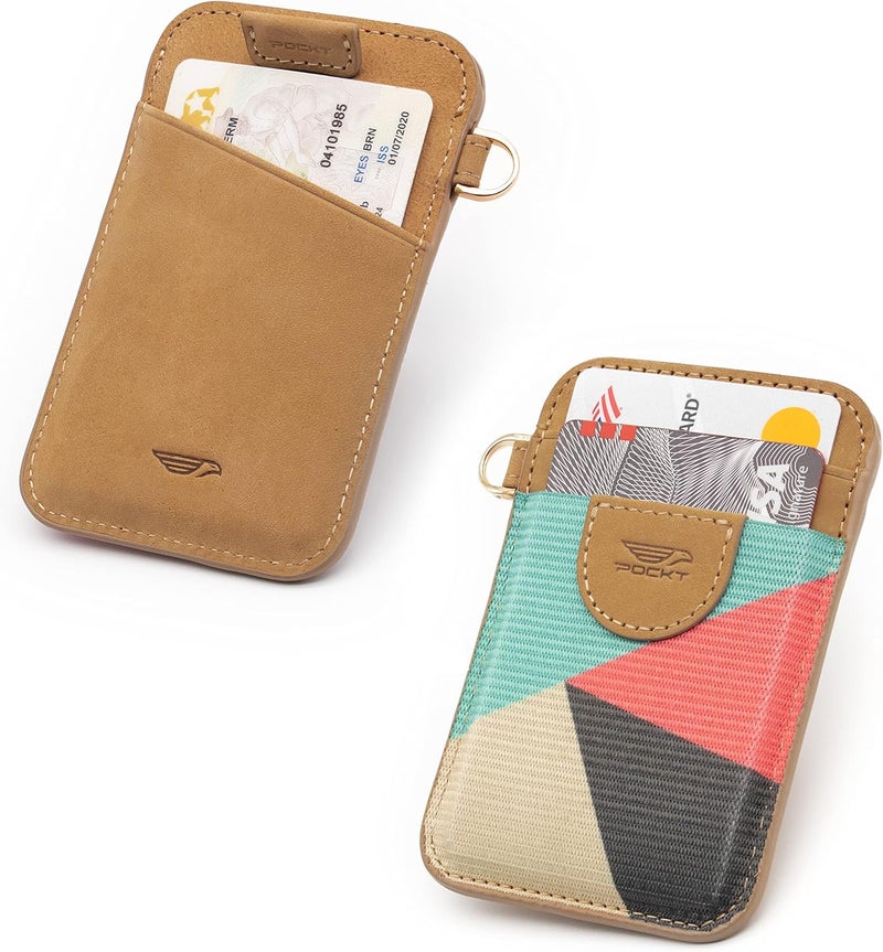 POCKT Slim Card Holder Wallet For Men and Women - Minimalist Front Pocket Wallet Elastic Credit Card Holder Genuine Leather RFID Blocking Card Case Wallets | Cross - Image 3